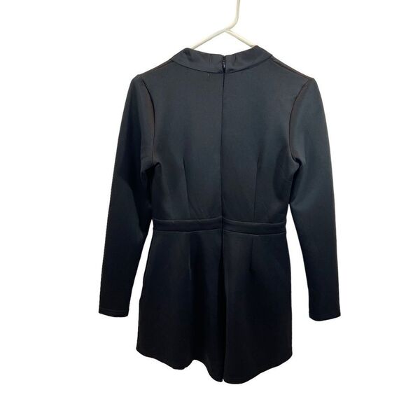 Lioness Beand Black Satin‎ Deep Cut Long Sleeved Romper Size Small - Picture 6 of 9